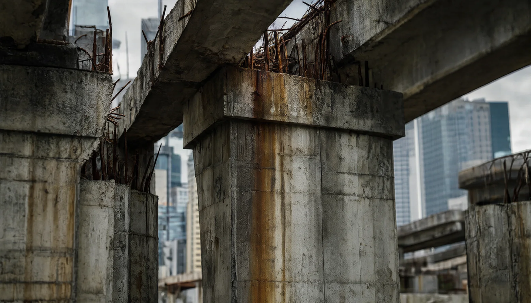 Cape Town Foreshore unfinished freeway with Table Mountain skyline