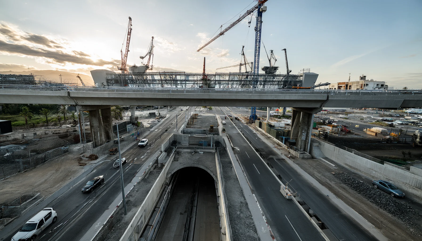 Cape Town new bridge and underground tunnel construction concept
