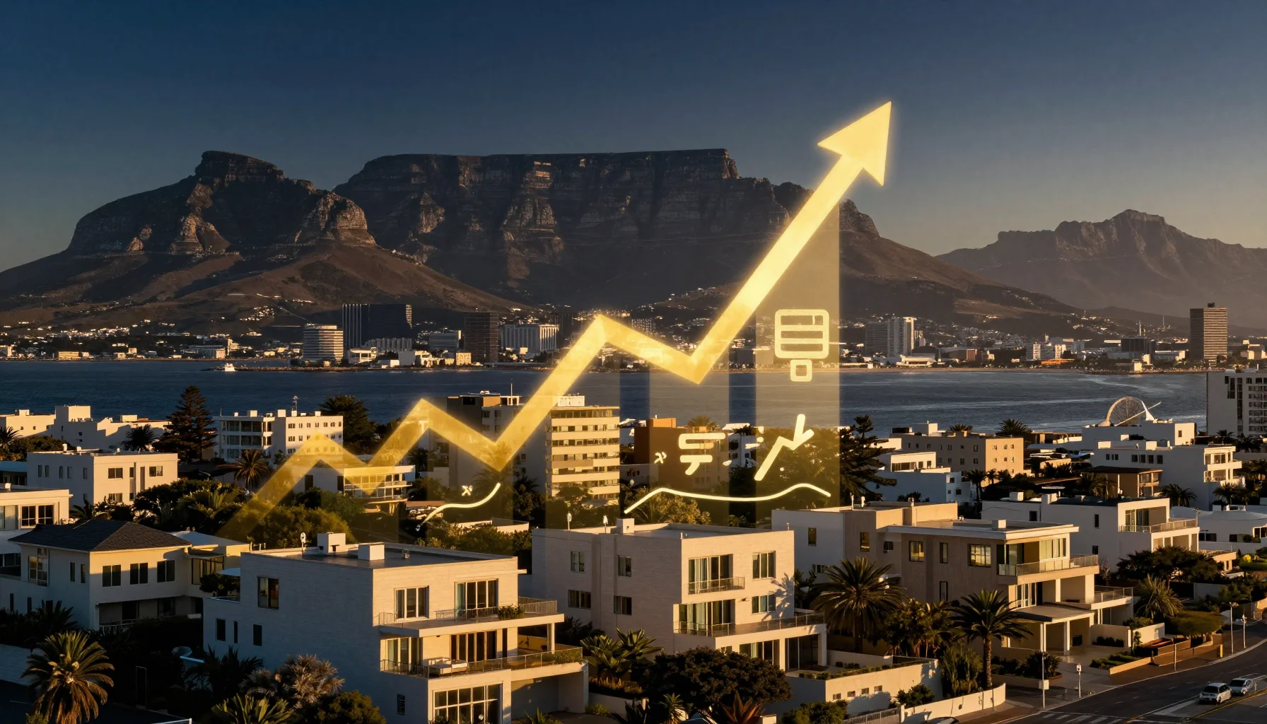 Cape Town homes and mortgage finance chart imagery, showing foreign buyers leveraging property purchases through mortgage financing