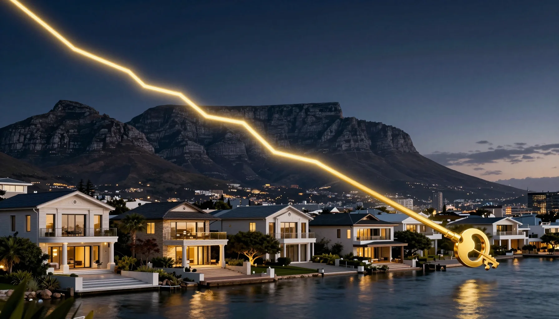 South Africa inflation decline curve and Cape Town seaside homes imagery, showing the shift from rate cuts to property positioning and investment strategy