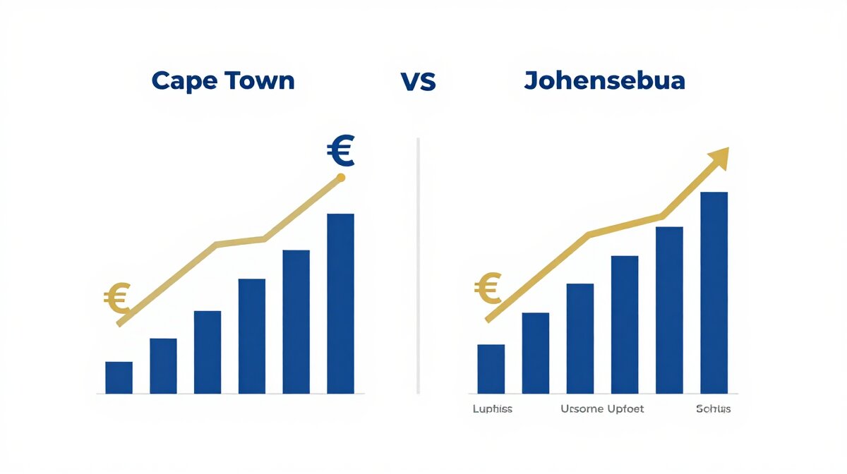 Cape Town, Johannesburg, and Durban skylines representing South African real estate diversity